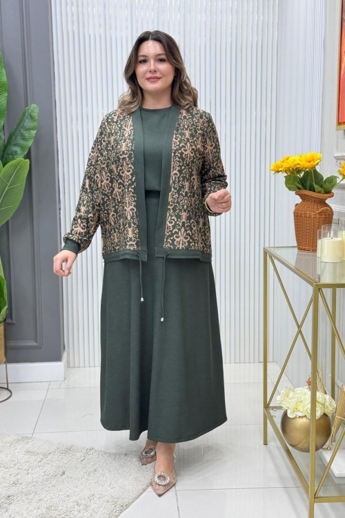 Sümeyra 3lü Etekli Takım Haki
