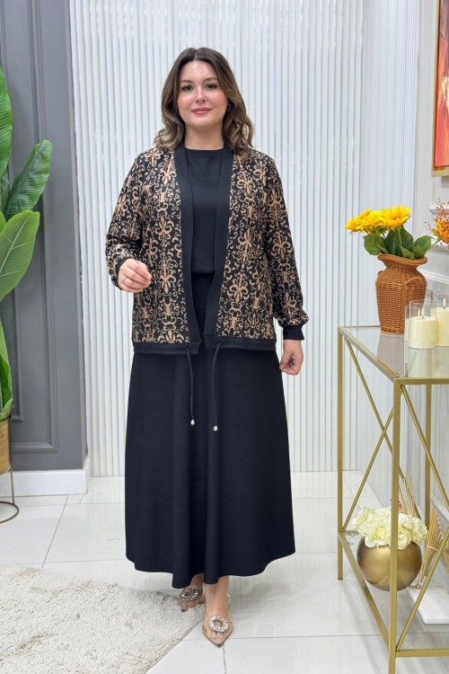 Sümeyra 3lü Etekli Takım Siyah