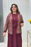 Sümeyra 3lü Etekli Takım Bordo