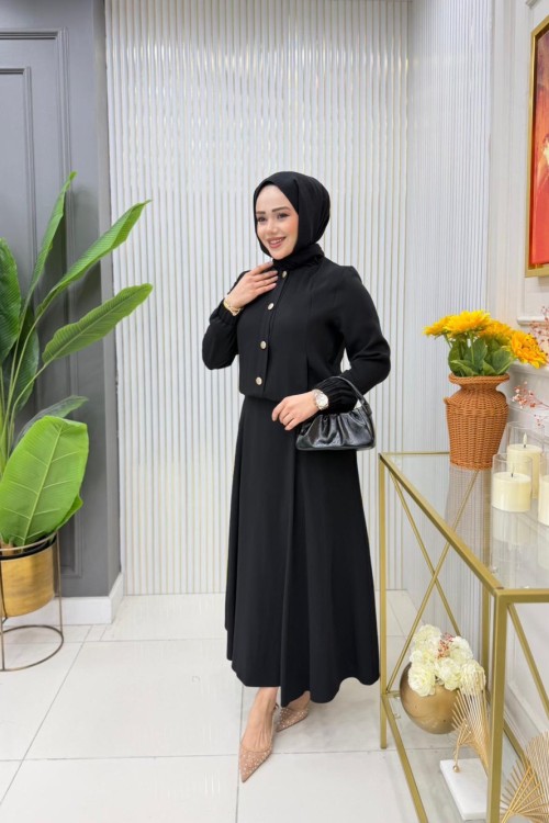 Yasemin  Etekli Takım  Siyah