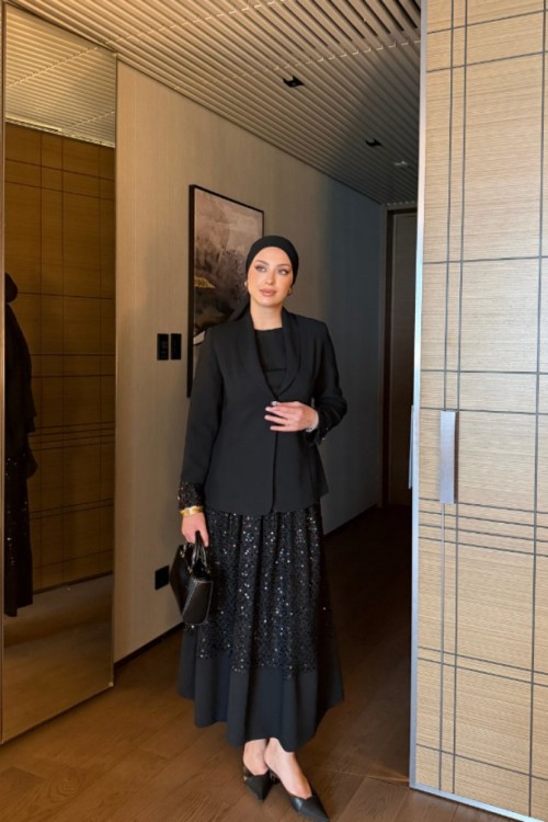 Yasemin Etekli Takım Siyah