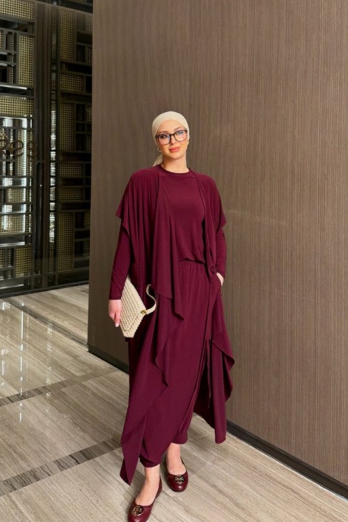 Zarife Üçlü Takım Mor