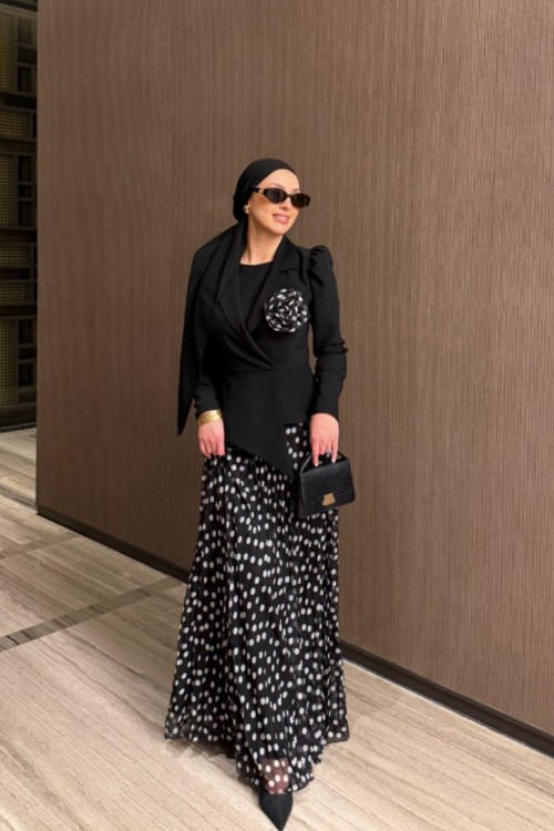 Zerda Etekli Takım Siyah