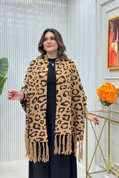 Sınırsız Beden Panço Camel