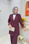 Ayşin Pantolonlu Takım Bordo