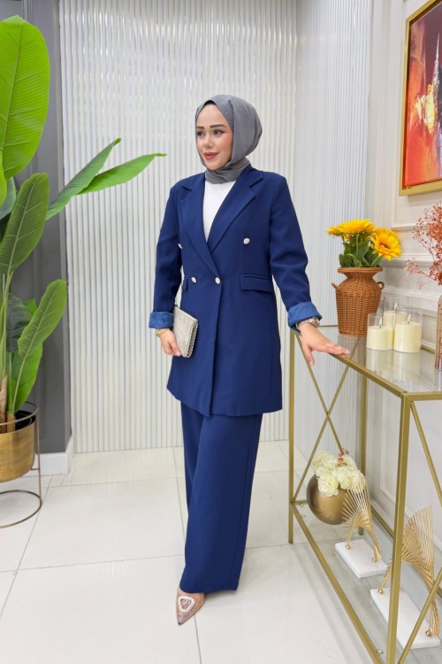 Ayşin Pantolonlu Takım Lacivert
