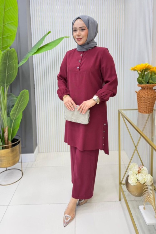 Nihan Tunik Takım Bordo