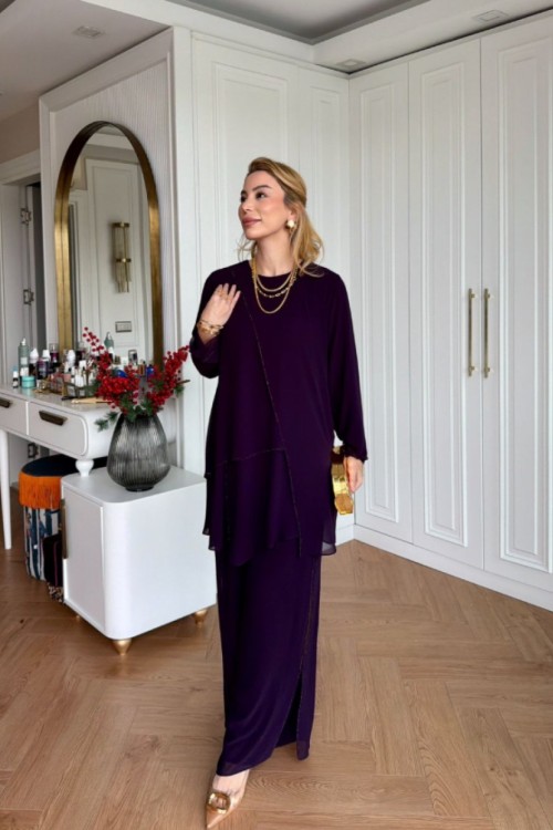 Rüya  Pantolonlu Takım Mor