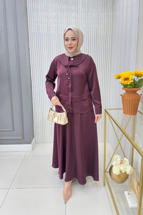 Elçin Etekli Takım  Bordo