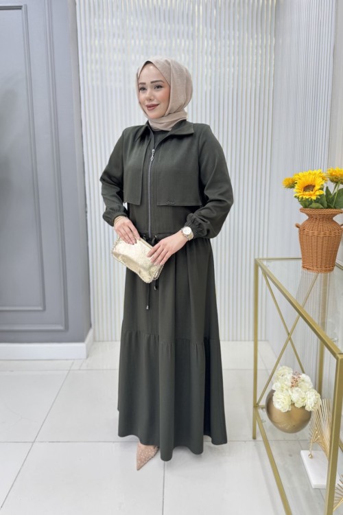 Fahriye Ceketli Elbise Haki