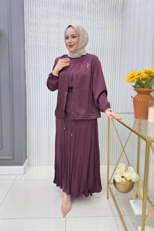 Nehir Etekli Takım Bordo