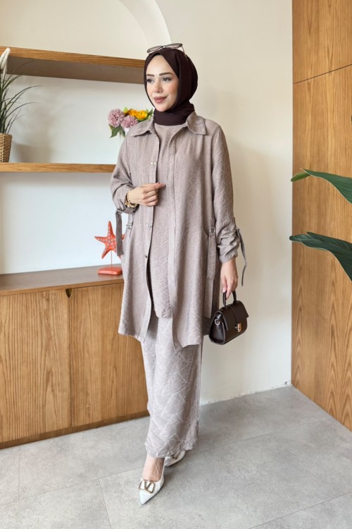 Saliha Üçlü Takım Ekru