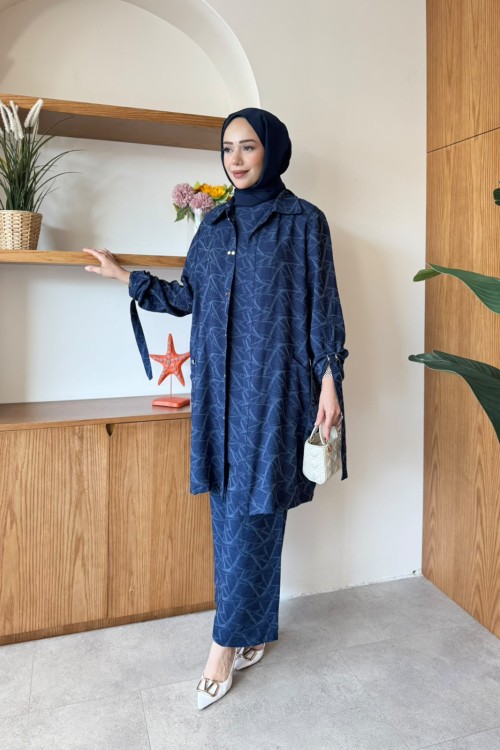 Saliha Üçlü Takım Lacivert