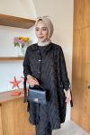 Saliha Üçlü Takım Siyah Kahverengi