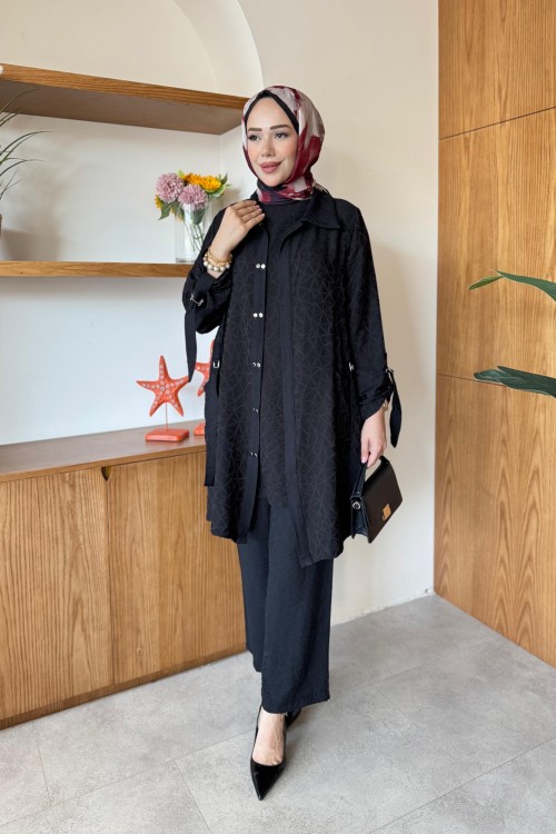Saliha Üçlü Takım Siyah